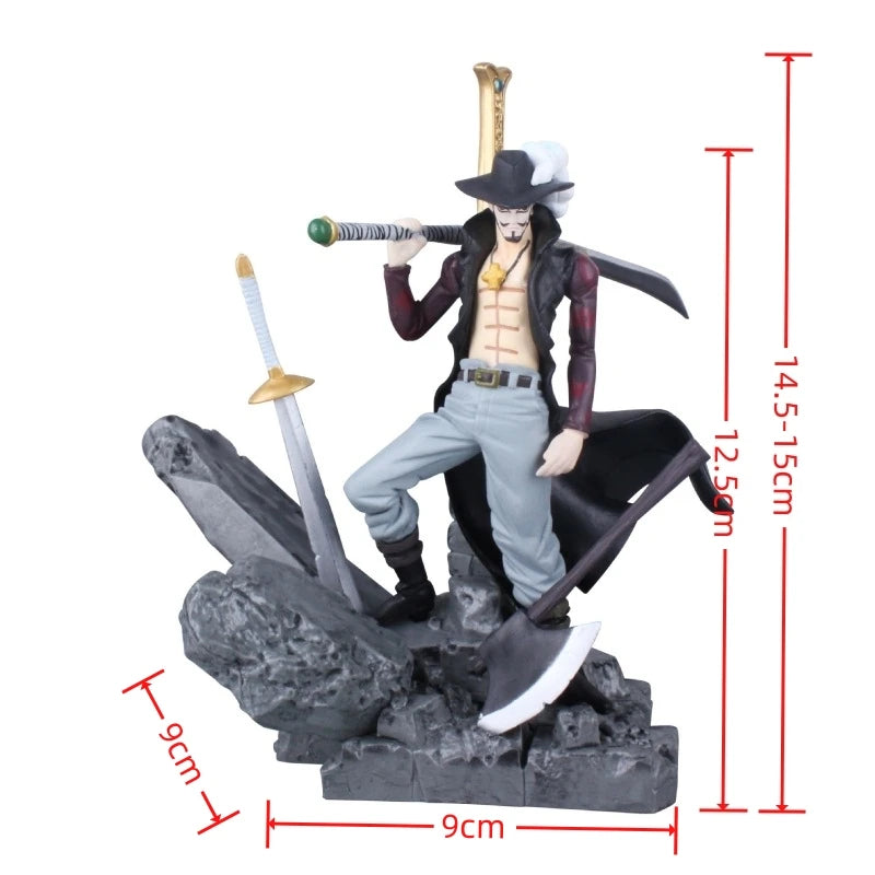 One Piece Dracule Mihawk Action Figure - Hawkeye PVC Anime Collectible Statue with Sword - Premium Collector's Edition 14CM