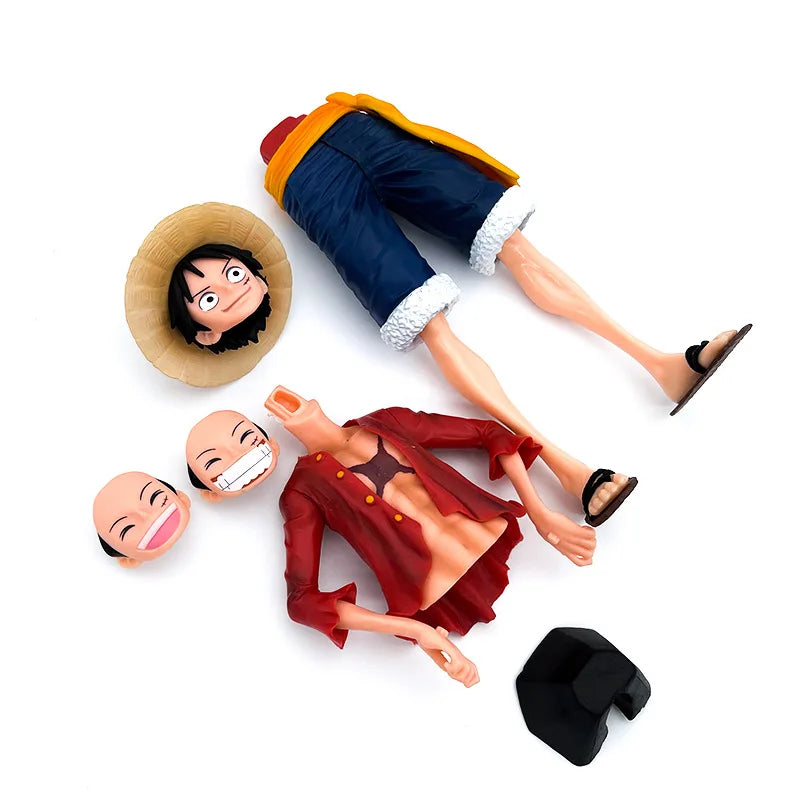 One Piece Monkey D. Luffy Grandista Figure with Interchangeable Faces - Collectible Anime Action Figure Toy Model 28cm