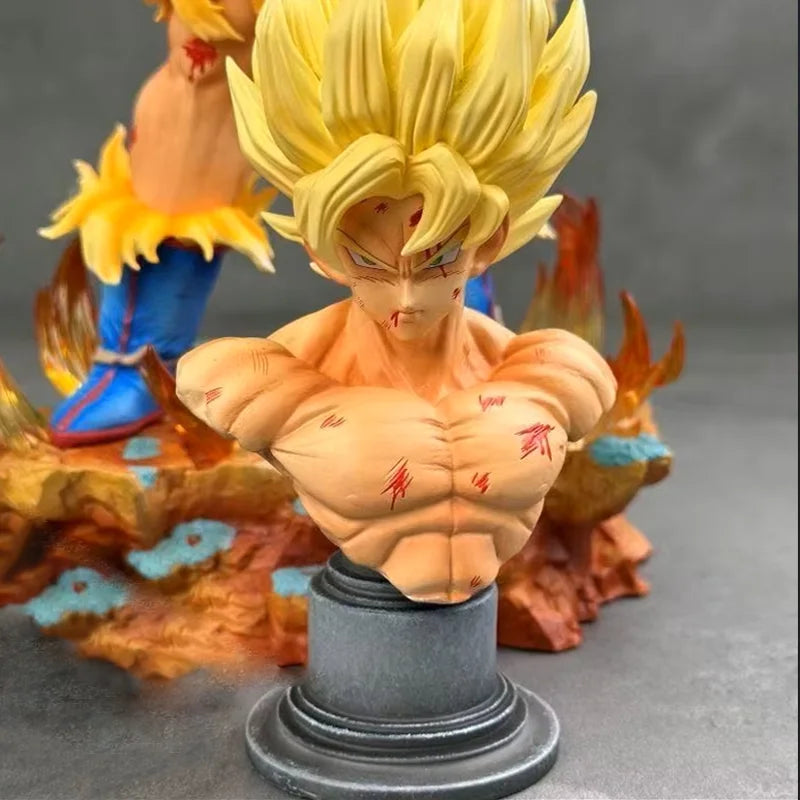 Dragon Ball Z Super Saiyan Goku Resin Statue | Premium Collectible Figure with LED Base & Swappable Heads 20cm