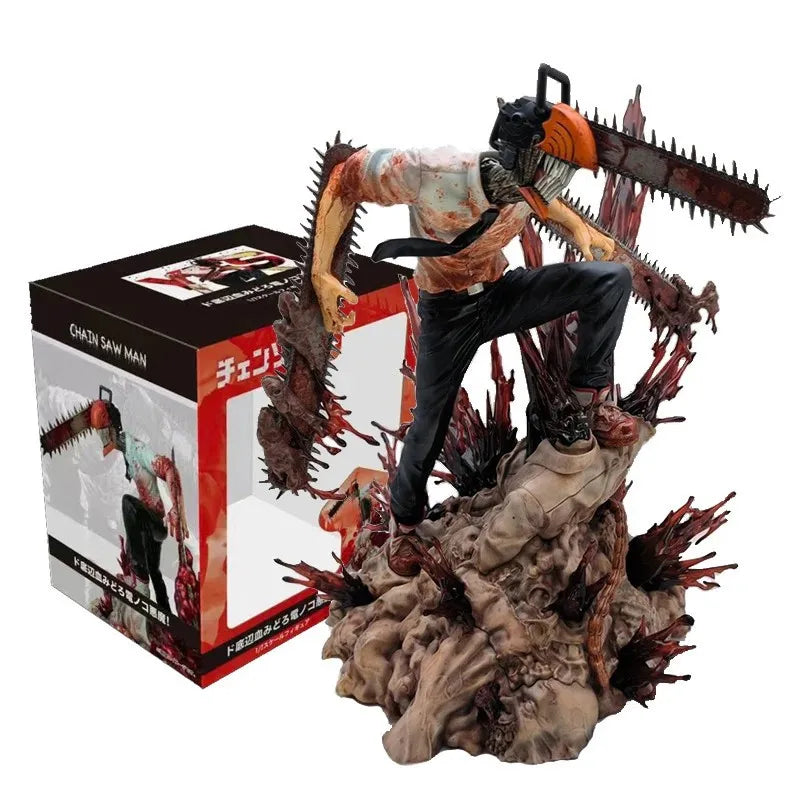 Detailed Chainsaw Man Denji Fighting Statue 18CM