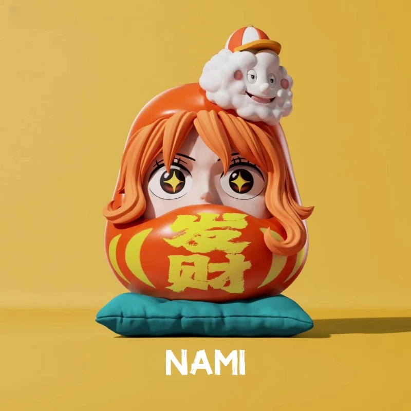 One Piece Daruma Egg Figures Set - Luffy, Zoro, Nami, Sanji, Usopp, Franky 6cm