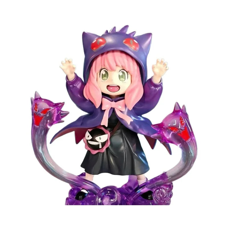 Anya Forger Gengar Cosplay Figure - SPY x FAMILY x Pokémon Crossover GK Statue - Limited Edition Anime Collectible Toy Gift 17cm
