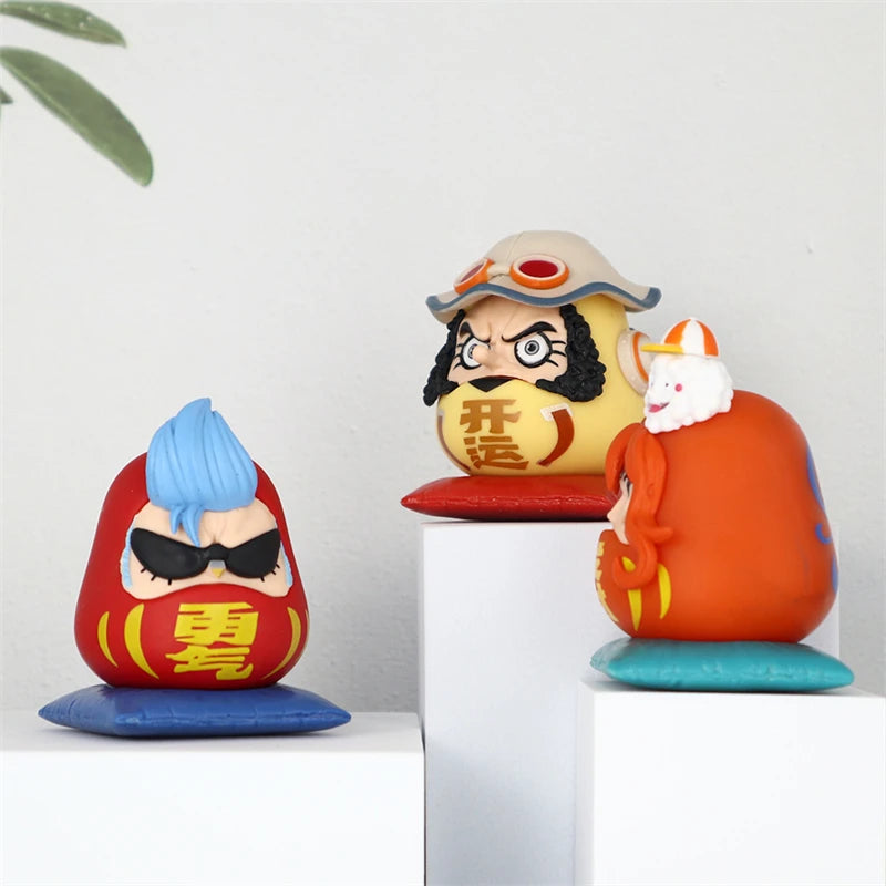 One Piece Daruma Egg Figures Set - Luffy, Zoro, Nami, Sanji, Usopp, Franky 6cm