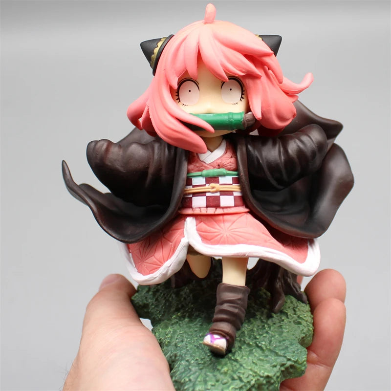 SPY×FAMILY Anya Forger x Demon Slayer Nezuko Cosplay Anime Action Figure 12cm