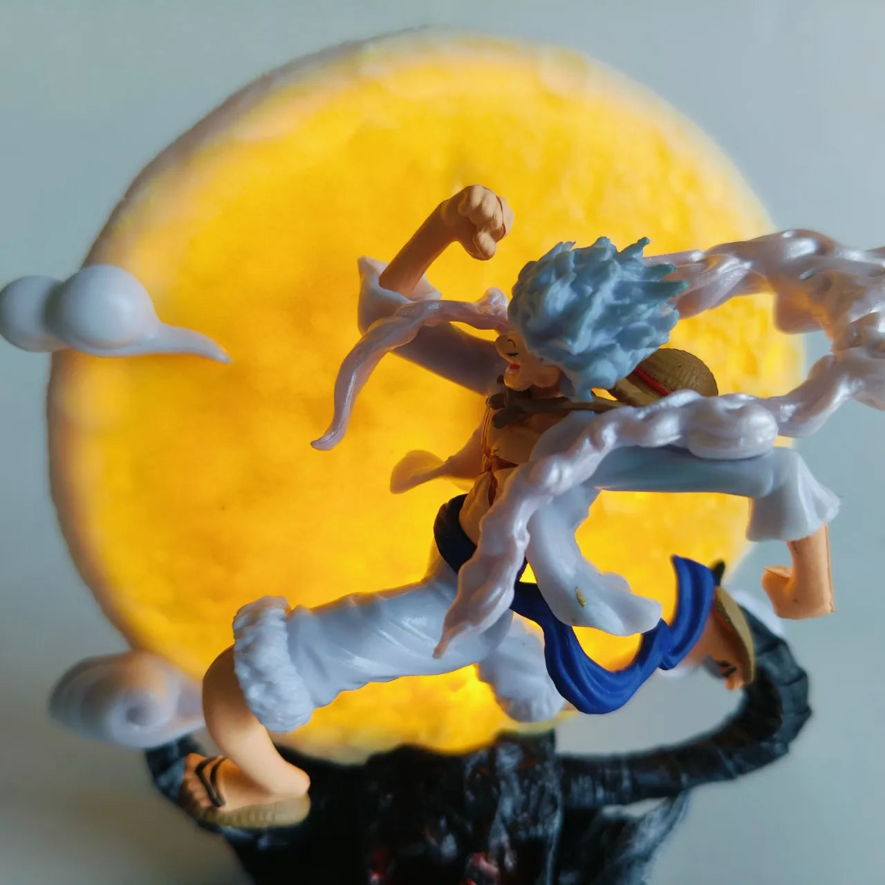 One Piece Gear 5 Luffy Moon Lamp LED Night Light | Sun God Nika Figure Statue Collectible 14cm