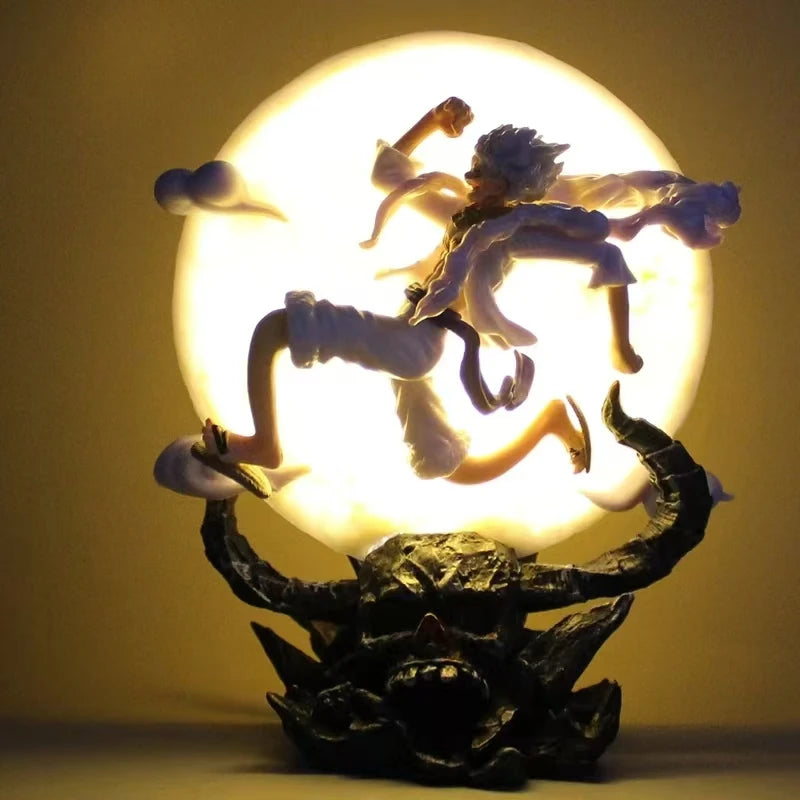 One Piece Gear 5 Luffy Moon Lamp LED Night Light | Sun God Nika Figure Statue Collectible 14cm