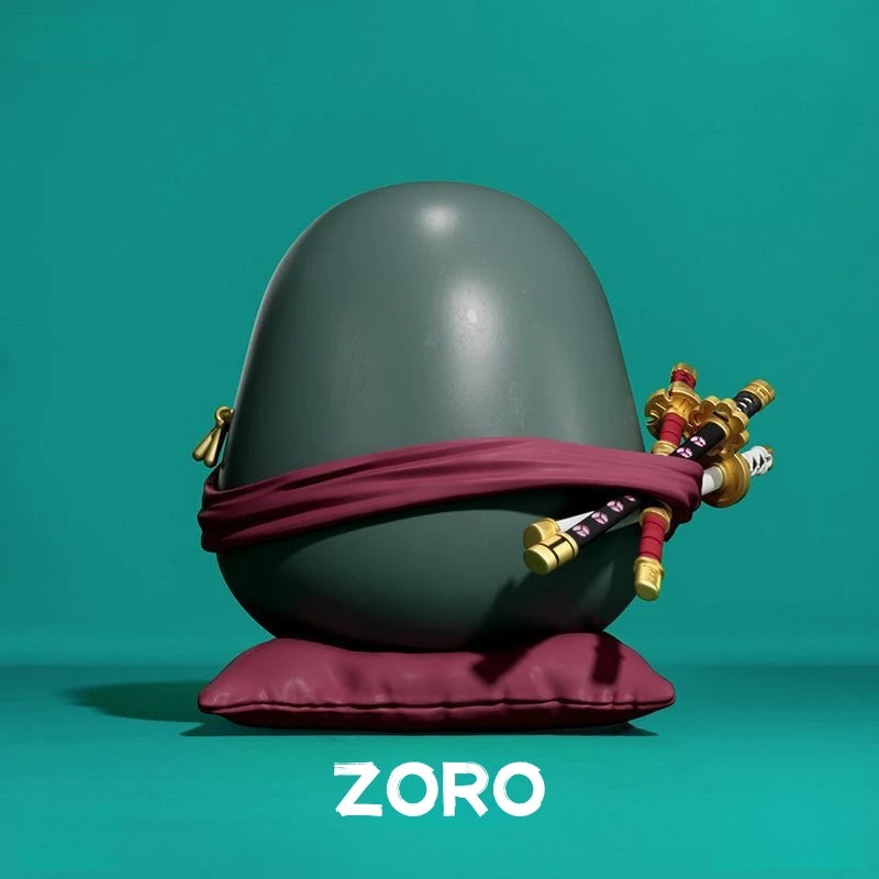 One Piece Daruma Egg Figures Set - Luffy, Zoro, Nami, Sanji, Usopp, Franky 6cm