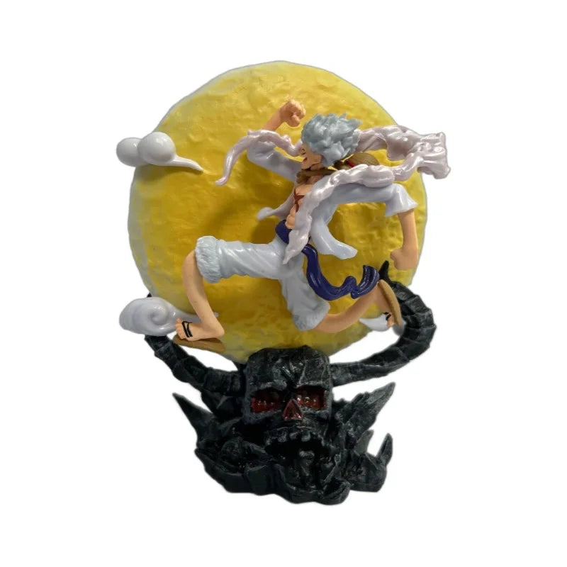 One Piece Gear 5 Luffy Moon Lamp LED Night Light | Sun God Nika Figure Statue Collectible 14cm