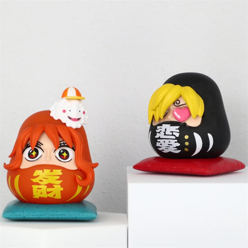 One Piece Daruma Egg Figures Set - Luffy, Zoro, Nami, Sanji, Usopp, Franky 6cm