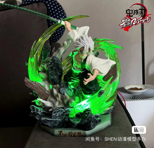 Demon Slayer Sanemi Shinazugawa Wind Hashira Action Figure Statue with LED Light Effect 30cm