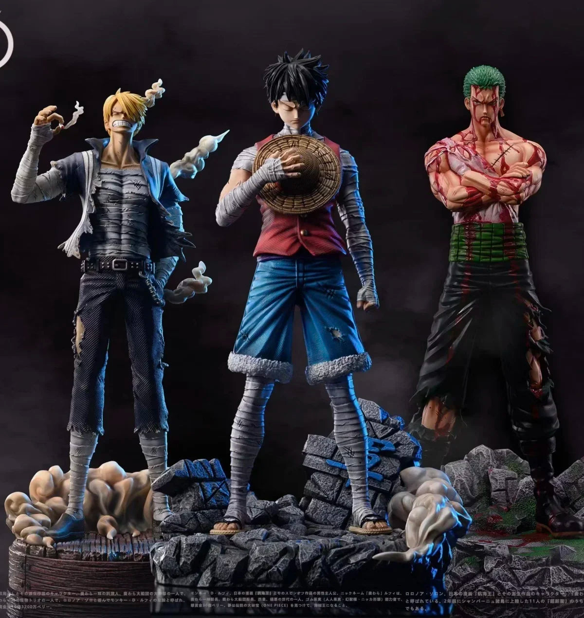 One Piece Dream Studio Battle Injured Luffy Zoro Sanji Resin Statue Set 30cm