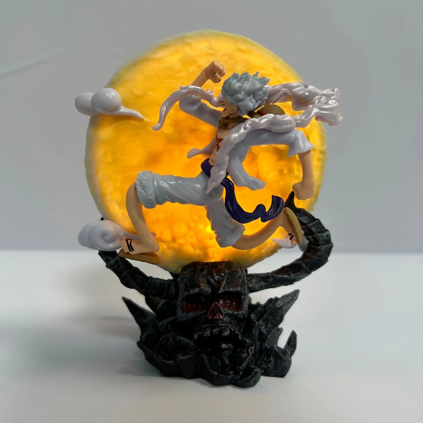 One Piece Gear 5 Luffy Moon Lamp LED Night Light | Sun God Nika Figure Statue Collectible 14cm