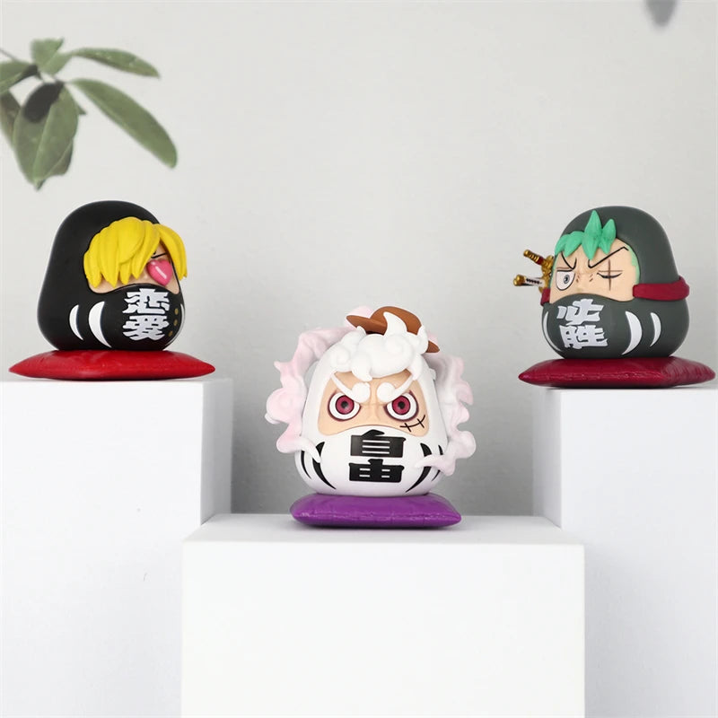 One Piece Daruma Egg Figures Set - Luffy, Zoro, Nami, Sanji, Usopp, Franky 6cm