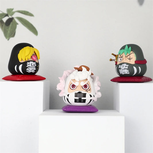 One Piece Daruma Egg Figures Set - Luffy, Zoro, Nami, Sanji, Usopp, Franky 6cm