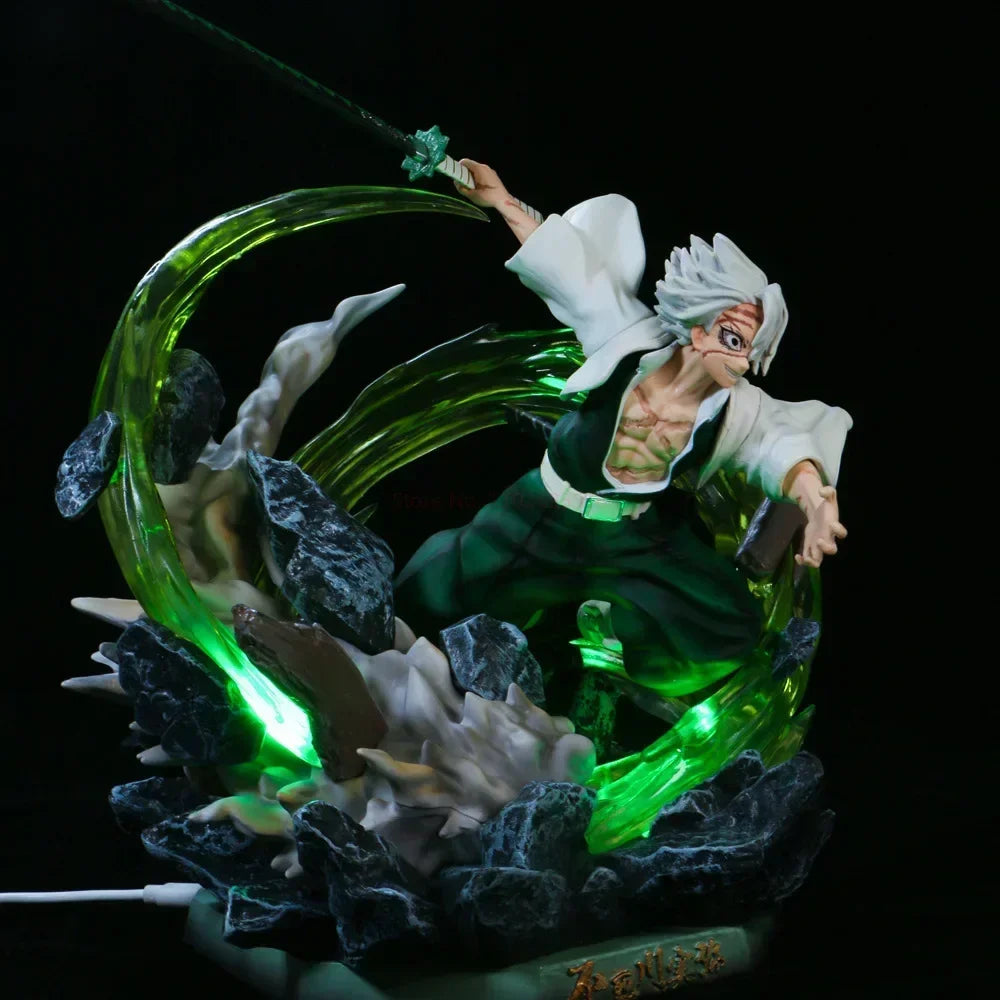 Demon Slayer Sanemi Shinazugawa Wind Hashira Action Figure Statue with LED Light Effect 30cm