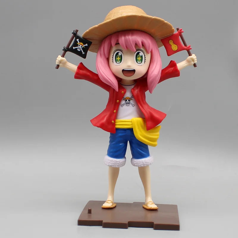 SPY x FAMILY Anya Forger Cosplay Monkey D. Luffy Action Figure - One Piece Crossover Collectible Anime Figurine 19CM
