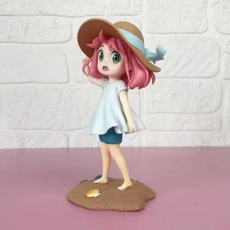 Anya Forger Figure - SPY x FAMILY Anime Statue with Straw Hat & Summer Dress 17CM