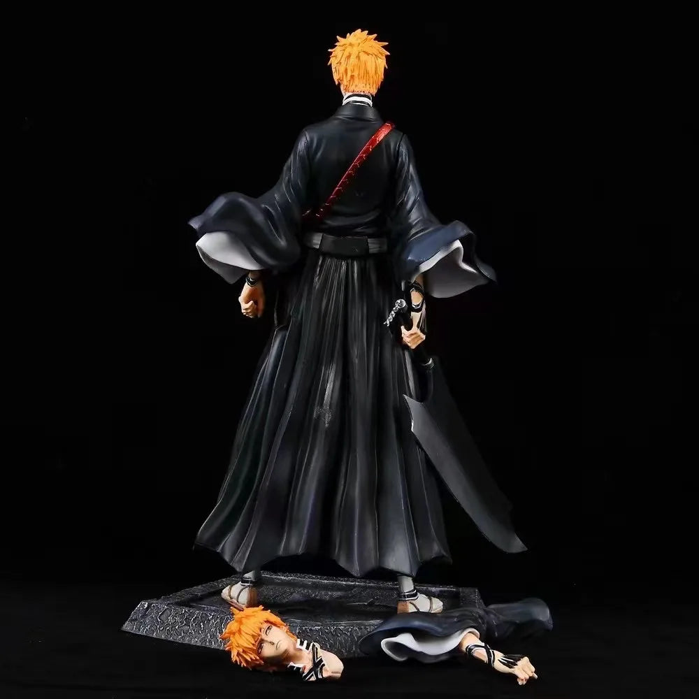 Bleach Ichigo Kurosaki Action Figure | Detailed PVC Figure with Swappable Head & Zangetsu Sword 33CM