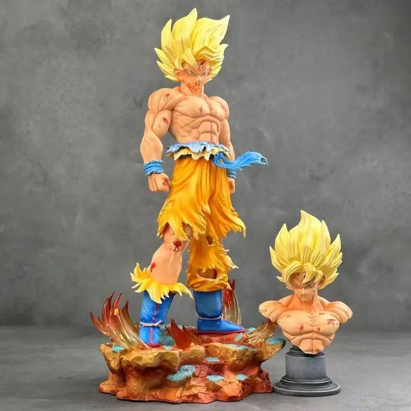 Dragon Ball Z Super Saiyan Goku Resin Statue | Premium Collectible Figure with LED Base & Swappable Heads 20cm