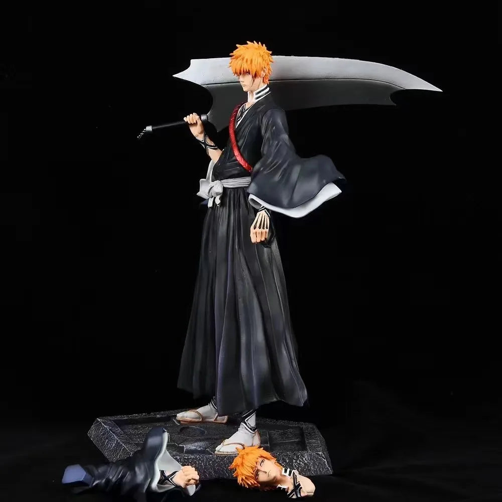 Bleach Ichigo Kurosaki Action Figure | Detailed PVC Figure with Swappable Head & Zangetsu Sword 33CM