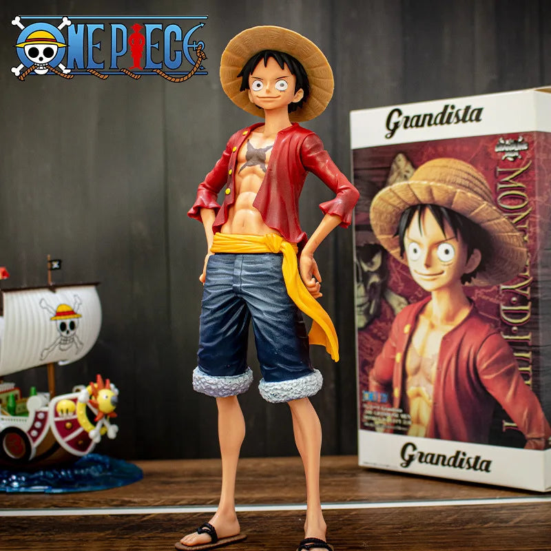 One Piece Monkey D. Luffy Grandista Figure with Interchangeable Faces - Collectible Anime Action Figure Toy Model 28cm