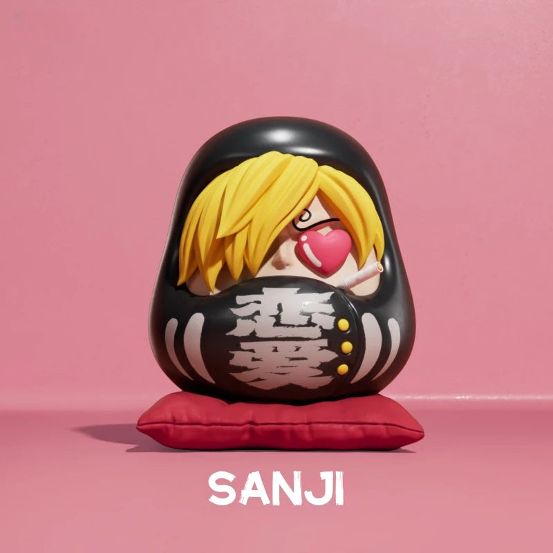 One Piece Daruma Egg Figures Set - Luffy, Zoro, Nami, Sanji, Usopp, Franky 6cm