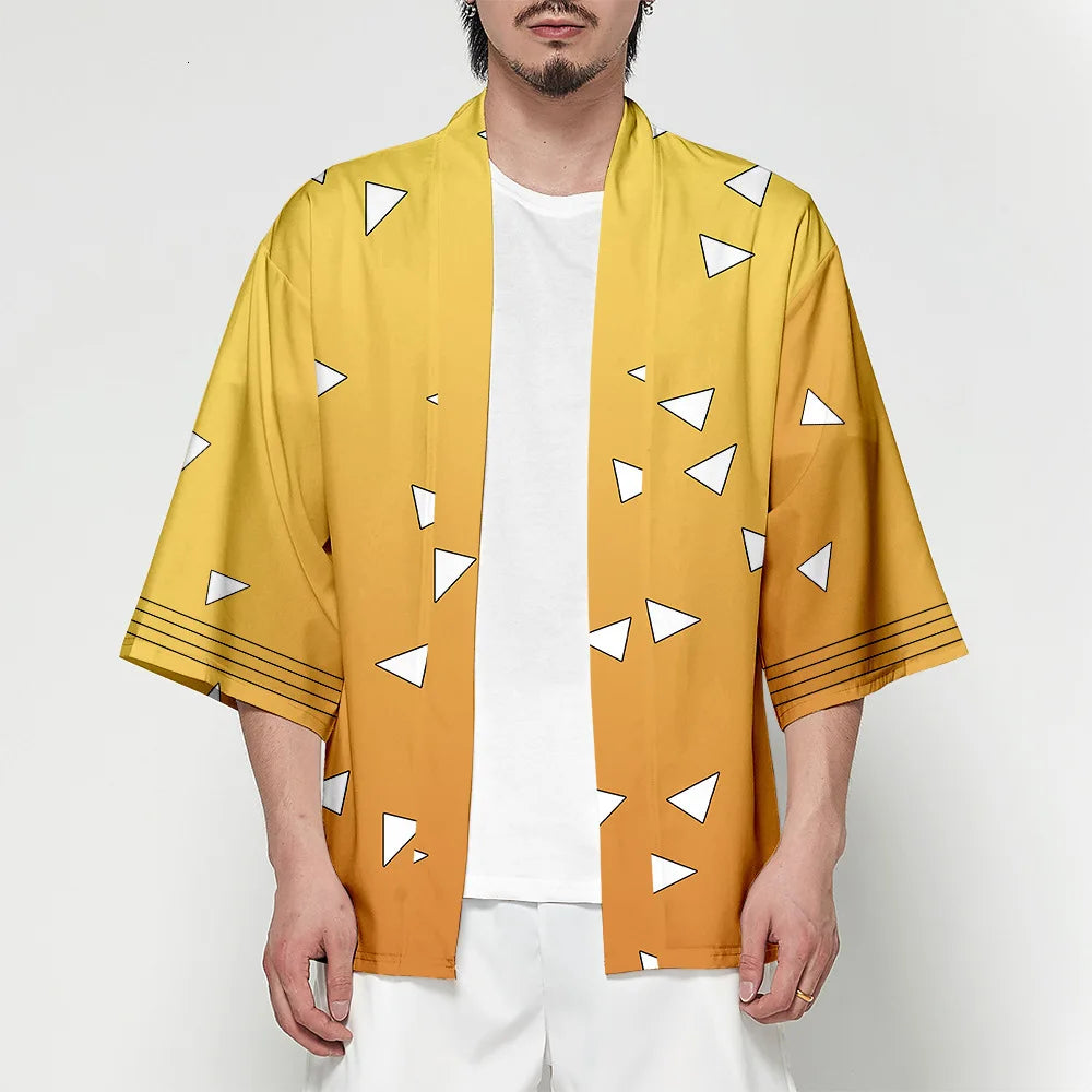 Anime Demon Slayer Kimetsu No Yaiba Cosplay Kimono Haori Jacket – Tanjiro, Nezuko, Zenitsu, Shinobu Inspired Japanese Cardigan for Men & Women