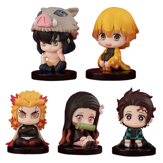 Demon Slayer Chibi Action Figure Set (5-Pack) - Kimetsu no Yaiba Collectible Mini Figures 5cm