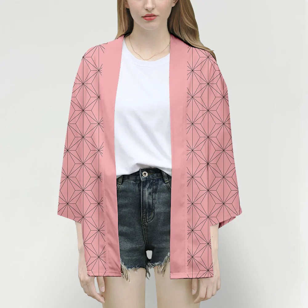 Anime Demon Slayer Kimetsu No Yaiba Cosplay Kimono Haori Jacket – Tanjiro, Nezuko, Zenitsu, Shinobu Inspired Japanese Cardigan for Men & Women