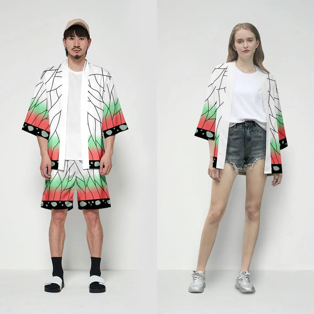 Anime Demon Slayer Kimetsu No Yaiba Cosplay Kimono Haori Jacket – Tanjiro, Nezuko, Zenitsu, Shinobu Inspired Japanese Cardigan for Men & Women