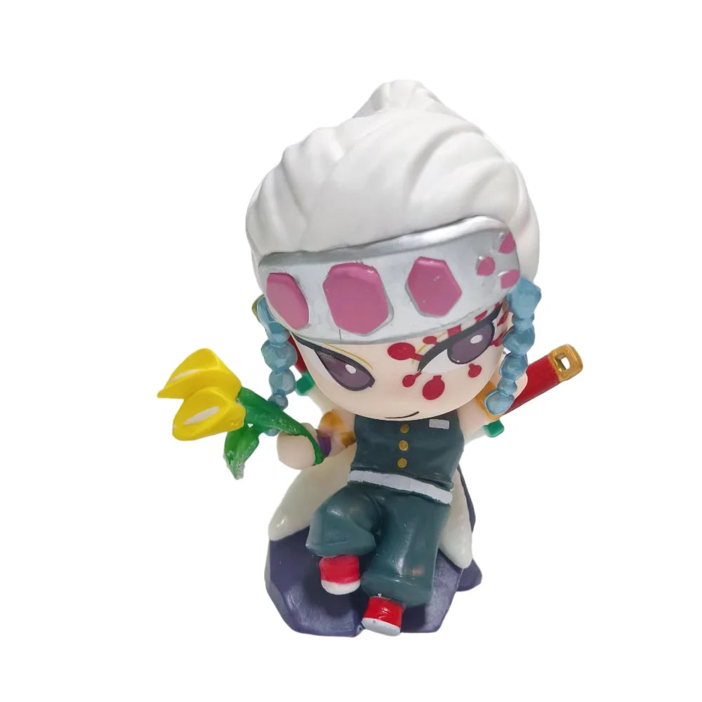 6 Birth Flower Demon Slayer Model Dolls Blind Box Toys Q Version