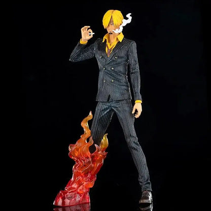 One Piece Vinsmoke Sanji Action Figure | Anime Collectible PVC Statue | Black & White Suit Edition with Smoking Effect 32cm