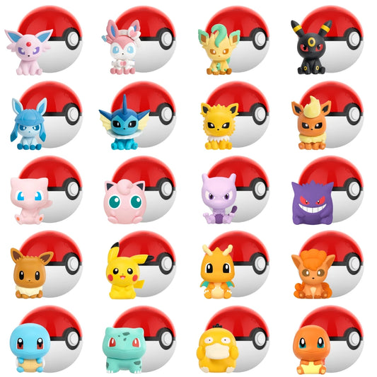 Pokémon Pokéball Mini Figure Toy Set – Eeveelutions, Pikachu, Starter & Classic Characters