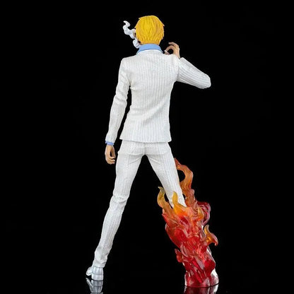 One Piece Vinsmoke Sanji Action Figure | Anime Collectible PVC Statue | Black & White Suit Edition with Smoking Effect 32cm