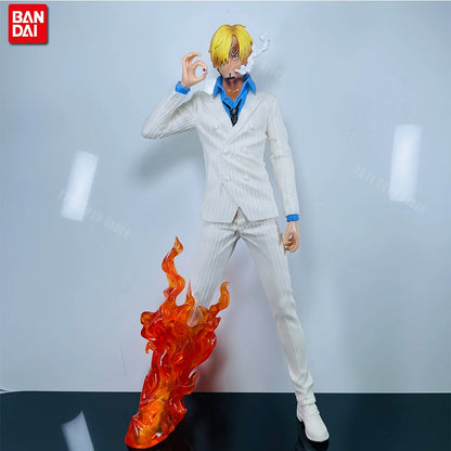 One Piece Vinsmoke Sanji Action Figure | Anime Collectible PVC Statue | Black & White Suit Edition with Smoking Effect 32cm