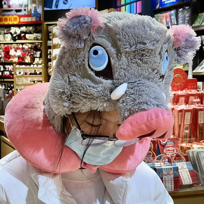 Demon Slayer Inosuke Hashibira Pig Head Plush Hat | Cosplay Headgear & Warm Cap