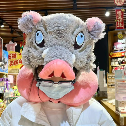 Demon Slayer Inosuke Hashibira Pig Head Plush Hat | Cosplay Headgear & Warm Cap