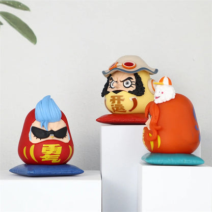 One Piece Daruma Egg Figures Set - Luffy, Zoro, Nami, Sanji, Usopp, Franky 6cm