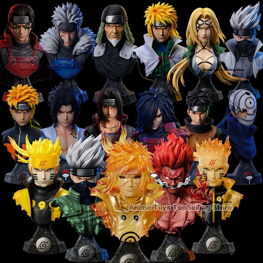 Naruto Shippuden Anime Character Bust Collection | Hokage & Uchiha Clan Figures Set | Premium PVC Statue Collectibles 10-14cm