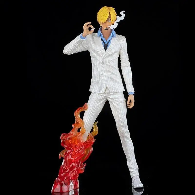 One Piece Vinsmoke Sanji Action Figure | Anime Collectible PVC Statue | Black & White Suit Edition with Smoking Effect 32cm