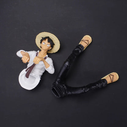 One Piece Monkey D. Luffy Sitting Action Figure - Straw Hat Pirate Anime Collectible Statue 12cm