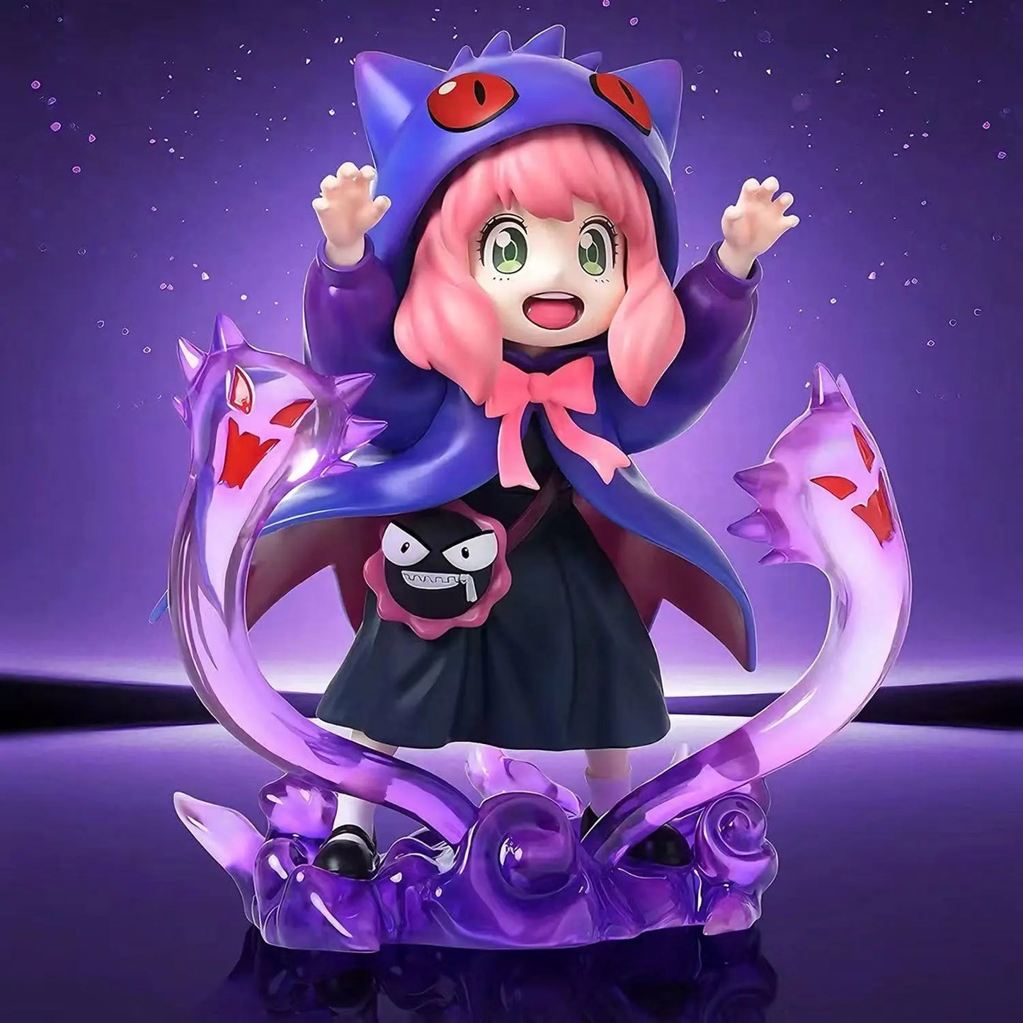Anya Forger Gengar Cosplay Figure - SPY x FAMILY x Pokémon Crossover GK Statue - Limited Edition Anime Collectible Toy Gift 17cm