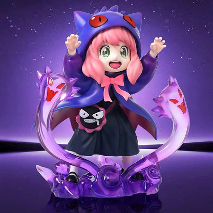 Anya Forger Gengar Cosplay Figure - SPY x FAMILY x Pokémon Crossover GK Statue - Limited Edition Anime Collectible Toy Gift 17cm