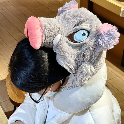 Demon Slayer Inosuke Hashibira Pig Head Plush Hat | Cosplay Headgear & Warm Cap