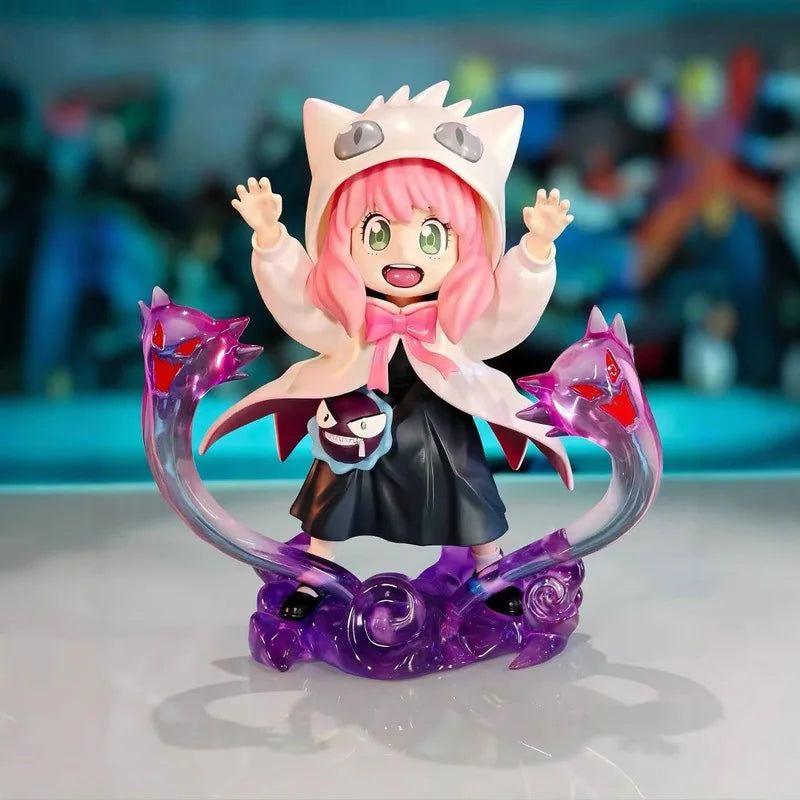 Anya Forger Gengar Cosplay Figure - SPY x FAMILY x Pokémon Crossover GK Statue - Limited Edition Anime Collectible Toy Gift 17cm