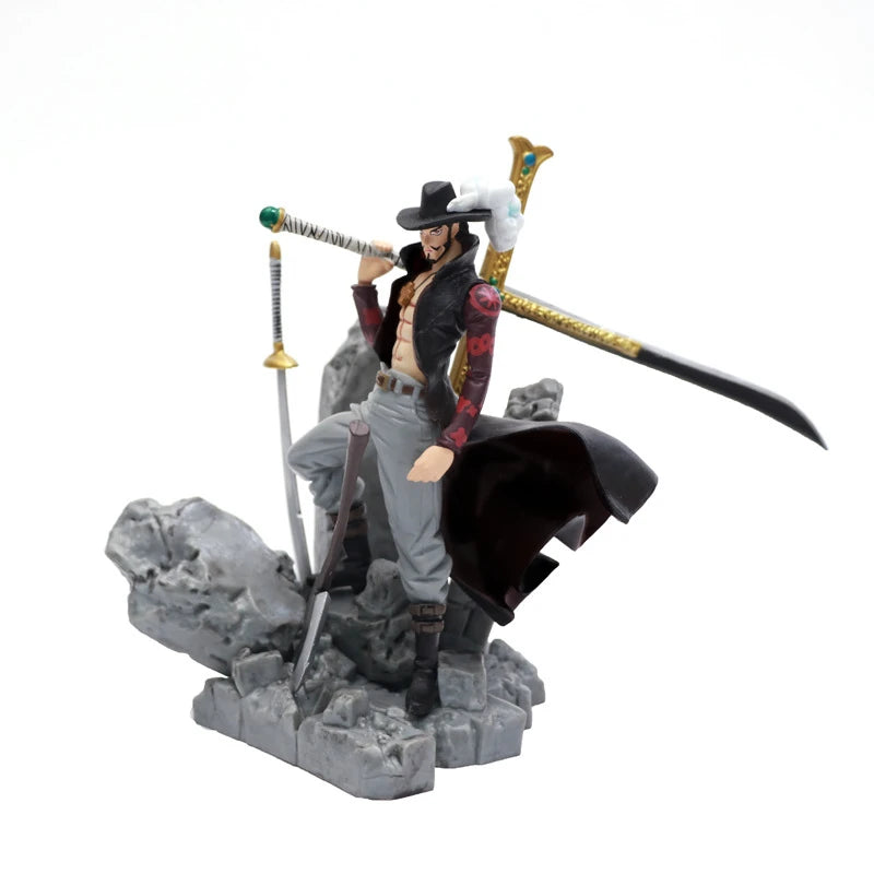 One Piece Dracule Mihawk Action Figure - Hawkeye PVC Anime Collectible Statue with Sword - Premium Collector's Edition 14CM