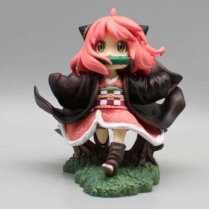 SPY×FAMILY Anya Forger x Demon Slayer Nezuko Cosplay Anime Action Figure 12cm