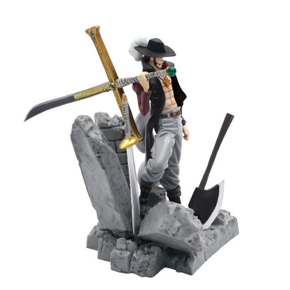 One Piece Dracule Mihawk Action Figure - Hawkeye PVC Anime Collectible Statue with Sword - Premium Collector's Edition 14CM