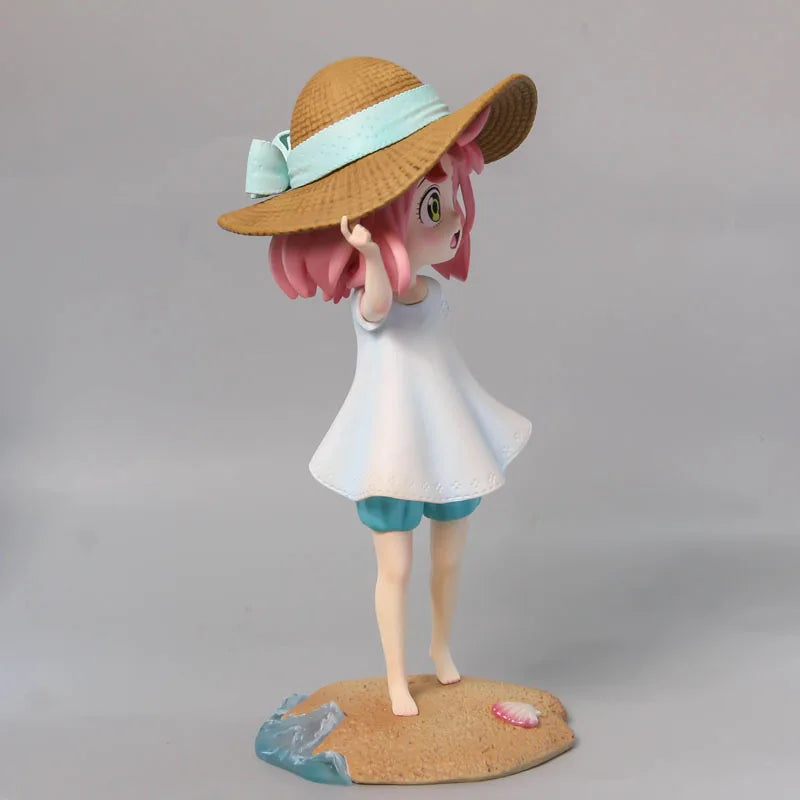 Anya Forger Figure - SPY x FAMILY Anime Statue with Straw Hat & Summer Dress 17CM