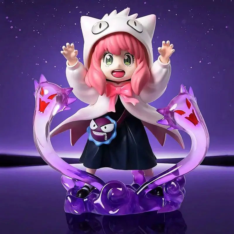 Anya Forger Gengar Cosplay Figure - SPY x FAMILY x Pokémon Crossover GK Statue - Limited Edition Anime Collectible Toy Gift 17cm